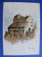 CPA Château De Wildegg - Argovie (Suisse) - Illustration Signée - Pub Saridon Sedulon (médicaments) - Wildegg