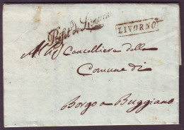 MEDITERRANEE - LAC - (113) "LIVORNO" Encadré (1808) + "Préfet De Livourne" En Franchise Pour Burggiano (113) - 1792-1815 : Departamentos Conquistados