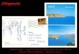 EUROPA. GRECIA. ENTEROS POSTALES. TARJETA POSTAL CIRCULADA 1989. MALIA. CRETA. GRECIA-VERONA. ITALIA - Postal Stationery