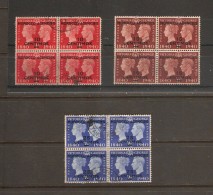 MOROCCO AGENCIES  1940 STAMP CENTENARY VALUES IN FINE USED BLOCKS OF 4 SG 173/175 Cat £60 - Morocco Agencies / Tangier (...-1958)