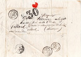 1862 Lettre Envoyée De Juillac 19  Pour Aubergiste De Villard 24 Tampons Juillac - Brantome , Périgueux - 1849-1876: Classic Period