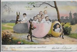 CPA Carte Ancienne Lapin Bunny Rabbit Fantaisie Circulé Paques Bébés Multiples - Otros & Sin Clasificación