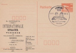 East Germany Postal Stationery DDM 10 Berlin Alexanderplatz - Special Cancellation In Leipzig - Esperanto - 1987 - Cartes Postales - Neuves
