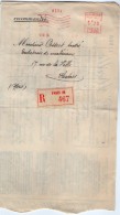 TB 1099 - Lettre Recommandée Cie D'Assurances L'Abeille OB EMA PARIS 22 Pour HASPRES - EMA (Printer Machine)