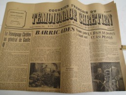 Journal / "Courrier Français Du Témoignage Français"/Lien Du Front De Résitance Spirituelle/Barricades /2Sept 1944 VJ113 - 1939-45