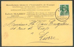 BELGIQUE  -  Affranchissement 35 Centimes CERES Obl. Sc VIRTON Sur Carte à En-tête (Manufacture D'instruments De Musique - Musica