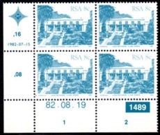 South Africa - 1982 Architecture Definitive 8c Reprint Control Block 1489 (**) # SG 518 , Mi 608Ia - Blocks & Sheetlets