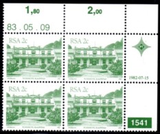 South Africa - 1982 Architecture Definitive 2c Reprint Control Block 1541 83.05.09 (**) # SG 512a , Mi 602Ib - Blocchi & Foglietti