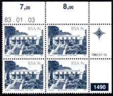 South Africa - 1982 Architecture Definitive 8c Reprint Control Block 1490 83.01.03 (**) # SG 518a , Mi 608Ib - Blocks & Sheetlets