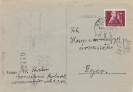 16359# HONGRIE CARTE POSTALE LEVELEZOLAP Obl SZOLNOK 1948 MAGYAR POSTA - Brieven En Documenten