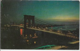 CPSM - USA - NEW YORK CITY -  Brooklyn Bridge  :  Night View  Of Brooklyn Bridge  Looking Toward Brooklyn- 1961 . - Brooklyn