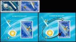 ROMANIA, 2016, Halley´s Comet, Astronomy & Astrology, Overprint, Gold Foil,2 Stamps + 2 Imperf. S/S, LPMP 2102,1149,1150 - Unused Stamps