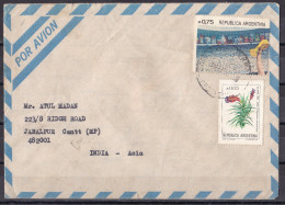 ARGENTINA,  1987, Airmail Cover From Argentina To India, Flower, World Cup, Soccer, Football - Airmail