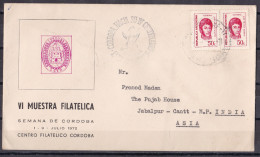 ARGENTINA,  1973, Cover From Argentina To India, VI Muestra Filatelica, General Martin - Poste Aérienne