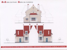 Longueau Cité Du Château : 1 & 1bis Allée Des Rosiers 2 Allée Des Aubépines (plans Réhabilitation 3+1 Architectes) 20X15 - Longueau