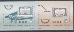 1993. 75-year-old Hungarian Airplane Postage Stamp Commemorative Sheet :) - Souvenirbögen