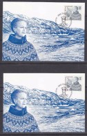 Greenland 2001 Queen Margrethe 2v 2 Maxicards (31015) - Cartas Máxima