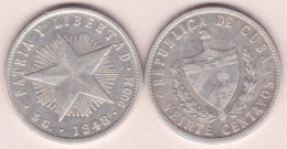 1948-MN-107 CUBA. 1948. ESTRELLA STAR. 20c SILVER 5gr. XF PLUS. - Cuba