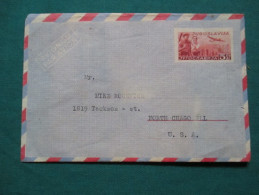 T4-Cover-Envelope-Letter-Air Mail-Par Avion-North Chicago,USA To Sombor,Yugoslavia-No Seal,Print Stamps,Address Error? - Luchtpost