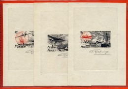 SAINT PIERRE ET MIQUELON PA N°18/20 EPREUVES D´ARTISTE AVIONS,BATEAUX - Imperforates, Proofs & Errors