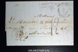 Martinique: Lettre 1854 Cachet  St Pierre + COLONIES FRA. V. ANGL  En Rouge + Recto Paris Et Marseille - Briefe U. Dokumente