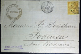 Martinique: Lettre 1884  Cachet St Pierre  Yv 53, Voie Anglaise , Recto Podensac - Brieven En Documenten