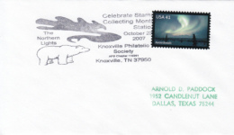 45138- NORTHERN LIGHTS, AURORA BOREALIS, POLAR BEAR, ARCTICA, STAMP AND SPECIAL POSTMARK ON COVER, 2007, USA - Andere & Zonder Classificatie