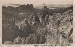 AK Fleischmann Nr. 733 Schrammsteine Blick Carolafelsen Sächsische Schweiz Bad Schandau Schmilka Schöna Krippen Pirna - Schmilka