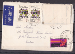 AUSTRALIA, 1972, Airmail Cover From Australia To India, 3 Stamps, World Congress, Standard Guage Rail Link - Covers & Documents