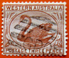 WESTERN AUSTRALIA 1882 3d Swan Used Scott53a CV$4 Watermark : Crown & CA - Used Stamps