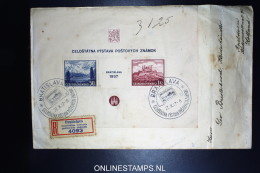 Czechoslovakia Registered Cover Mi Block 1  Bratislava  To Apeldoorn Holland - Luchtpost