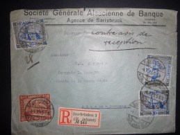 Sarre , Lettre Recommande De Saarbrucken 1923 Pour Aix - Autres & Non Classés