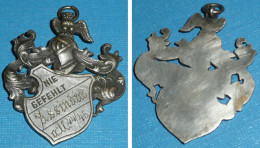 Rare Ancien Pendentif En Métal Argenté, Hibou, Nie Gefehlt ASSINDIA, All 44/45, 1944-1945, Allemagne Germany Deutchland - Pendants