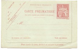 LDR13 - CHAPLAIN CARTE LETTRE PNEUMATIQUE AVEC REPONSE PAYEE 30c+30c- 6 LIGNES SOUS AVIS  NEUVE - Pneumatische Post