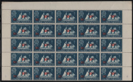 St Pierre Et Miquelon 1945 MNH Sc #314 Sheet Of 50 50c Surcharge On 5c Schooner - Hojas Y Bloques