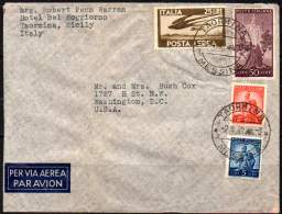 ITALIA / ITALY 1948. Air Cover From Taormina, Sicilia To Washigton, DC, USA - Airmail