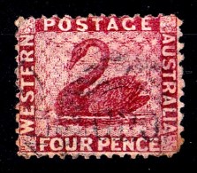 Western Australia 1883 Swan 4d Carmine Crown CA Used   SG 84 - Usati