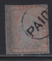 N°3B - 1p Vermillon - Obl. PAID - Remargé - Mauritius (1968-...)