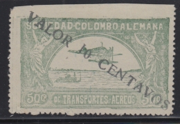 POSTE AERIENNE  N°23A - 10c S/50 Vert - Surchargé " Valor 10 Centavos" - Signé A. Brun - TB - Colombia
