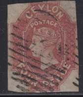 N°3 - 4p Rose - Fente - Rare - Signé Pavoille - Sri Lanka (Ceylon) (1948-...)