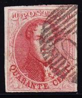 N°12 - 40c Rouge - Filet Voisin - TB - 1858-1862 Medaglioni (9/12)