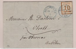 TIMBRES ALS/LOR SUR LETTRE (1870/71) N°5 - Obl. (B) Bollweiler - 22/3/71 - Pr Obernai - TB - Storia Postale