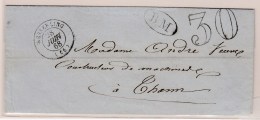 BOÎTES MOBILES Non Afft - Taxe 30 Dt - Càd T15  Wesserling - 1868 - BM De Remiremont à Wesserling - - Storia Postale