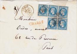 PERIODE 1849/70 - HAUT - RHIN (Dépt 66) N°29B (x5) Dt 1 Bde De 3, Paire - Obl. GC 1076 - T17 Colmar - 22/1/70 - Storia Postale