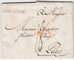 MARQUES POSTALES 18ème Siècle (Réf. LENAIN) N°5 - HUNINGUE - 27/3/1787 - Pr Paris -TB - Storia Postale