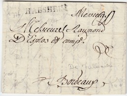 MARQUES POSTALES 18ème Siècle (Réf. LENAIN) HABSHEIM - 1774 - De Mulhausen - Pr Bordeaux - Sign&eac - Storia Postale