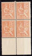 N°117 - 15c Orange - Bloc De 4 - BDF Inf.  Recto-verso Partiel S/2 Ex - TB - Nuovi