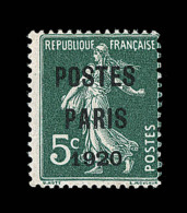 N°24 - 5c Vert - POSTES PARIS 1920 - Nuance Foncée - Décentré - TB - 1893-1947