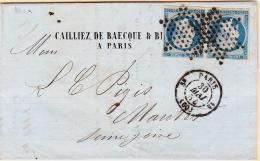 N°15 Paire - Obl. Étoile Muette - Paris - 30/5/54 - Pr Mantes - TB - 1849-1876: Periodo Classico