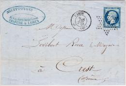 N°14Ad - Bleu S/vert - Obl. Etoile Muette - PARIS - 6 JUIN 61 - Pr Crest - TB/SUP - 1849-1876: Periodo Classico